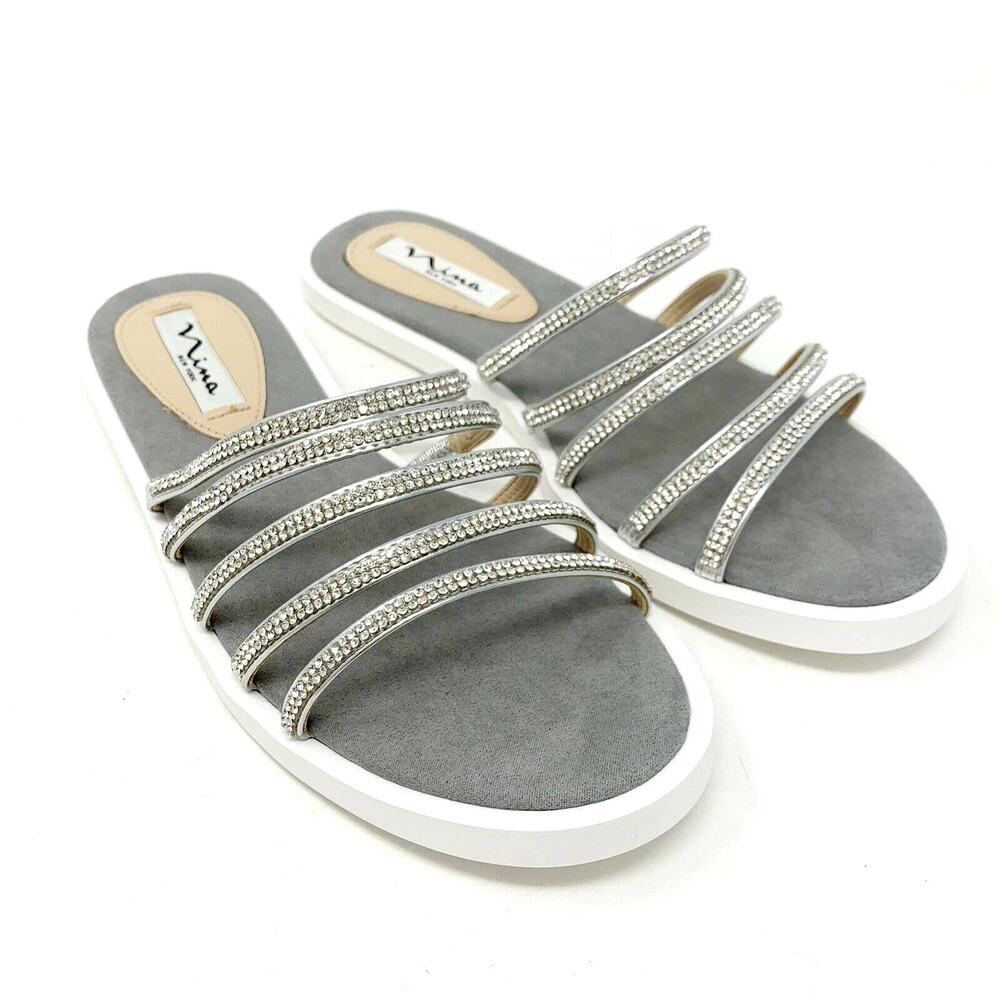 NINA Sabrina Sandal‎ Slides Silver Size 8M